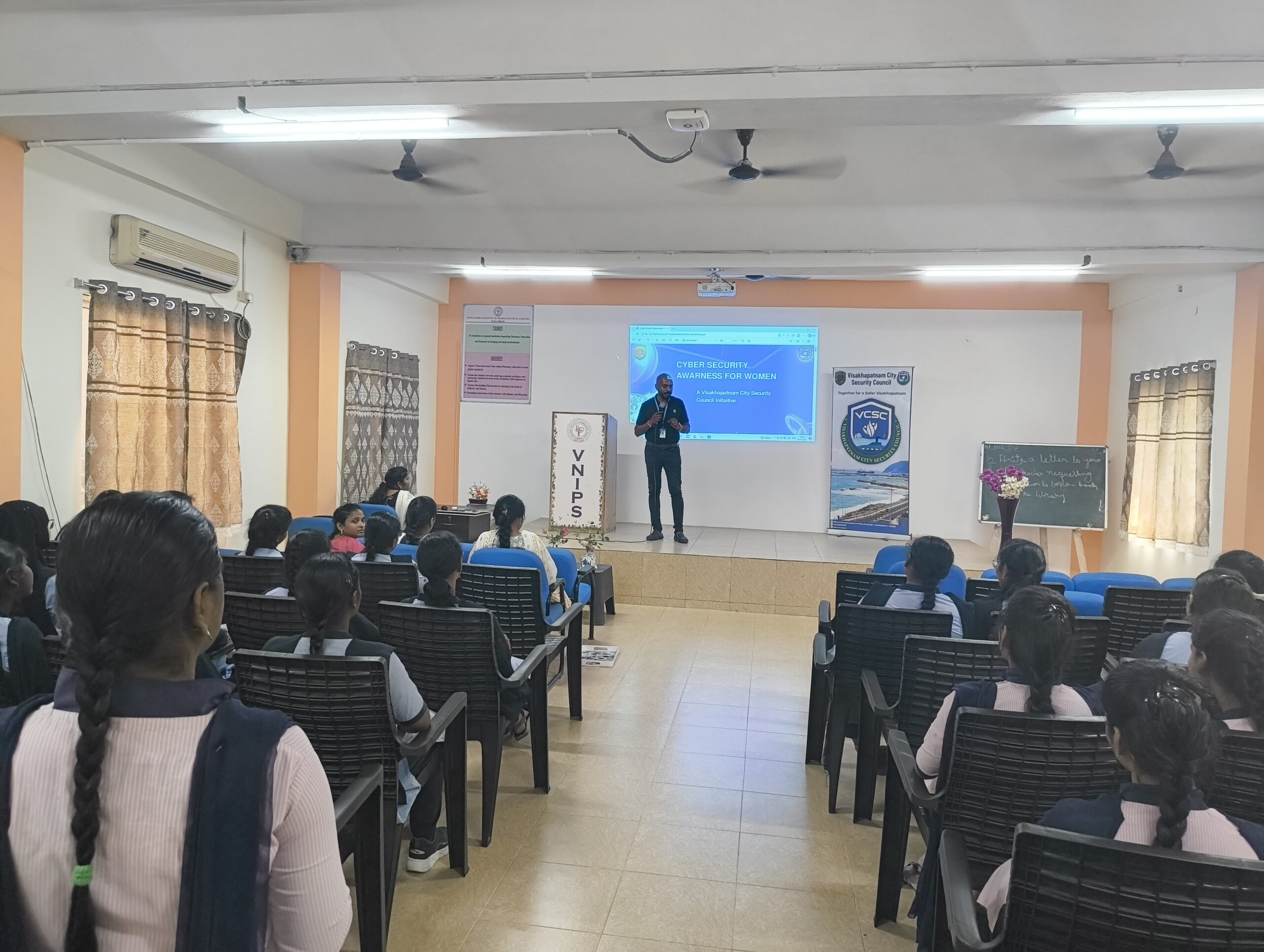 Students attending Cyber Safety awareness at Viswanadha Institute