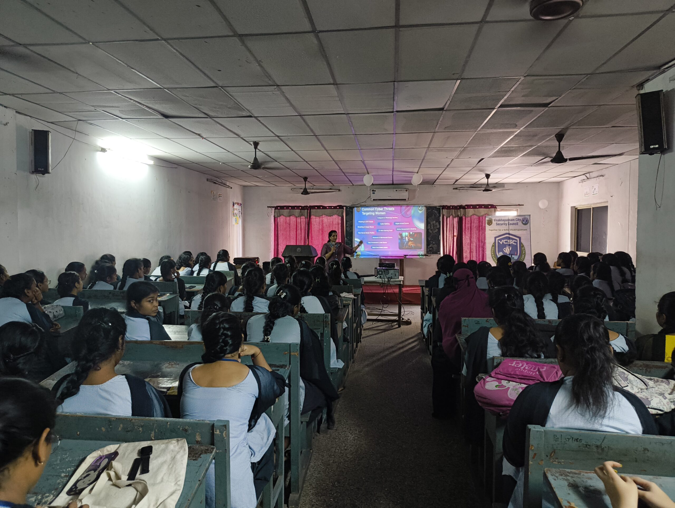 Students during Cyber Security awareness session at Pydah Degree College