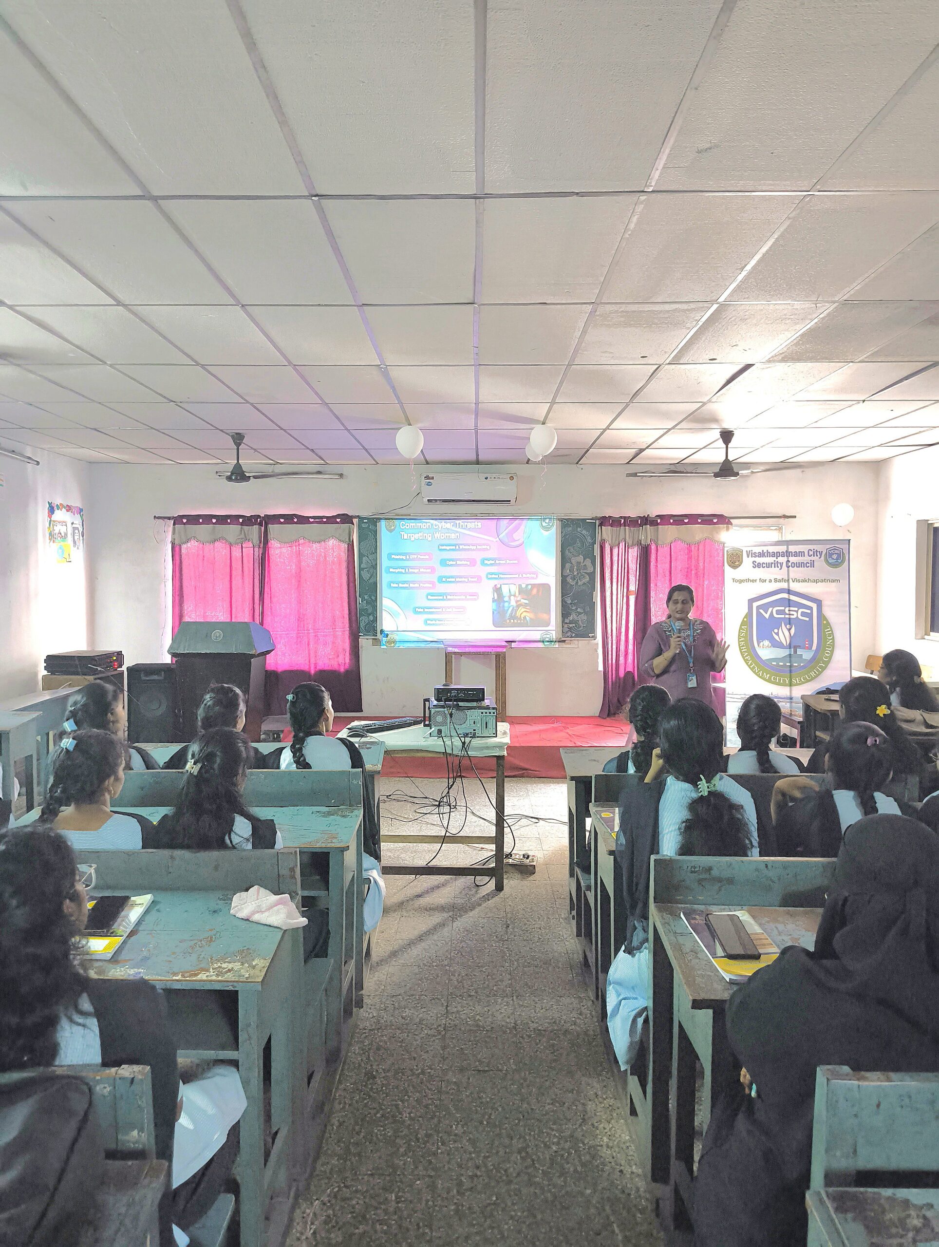 Mrs. Seema Sikri addressing students at Pydah Degree College